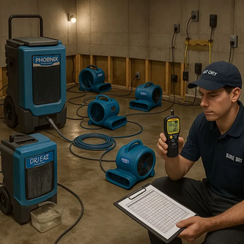 Structural Drying and Dehumidification process in Four Corners, TX